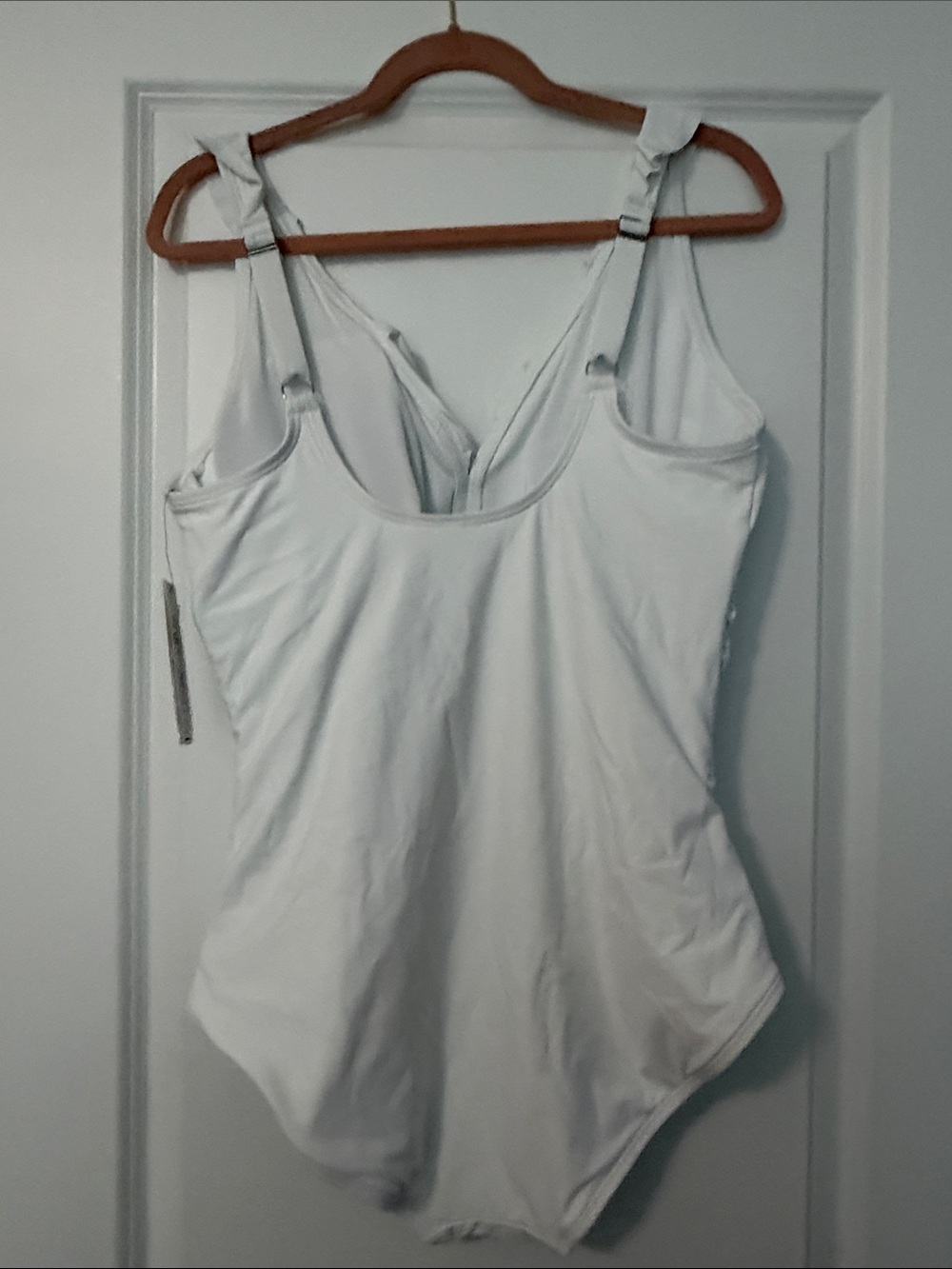 DKNY White Ruffle-Trim V-Neck One-Piece Swimsuit 2X XXL - Picture 7 of 9